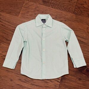 Izod Mint and White Plaid Shirt Boys Size 5